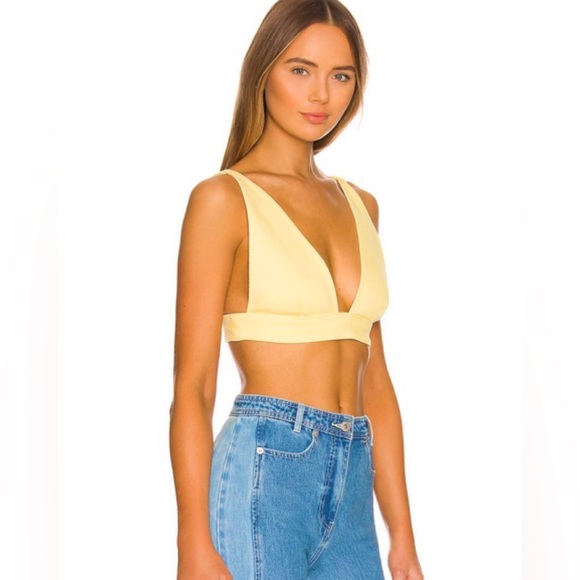 NWT - AFRM Cyprus Yellow Denim Crop Top - Picture 1 of 4
